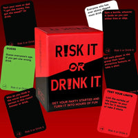 Risk It Or Drink It Fun Party Game For College Card Game Drinking Game Pregame Night Hilarious Dares Challenges  Questions Adult Econic Blanks