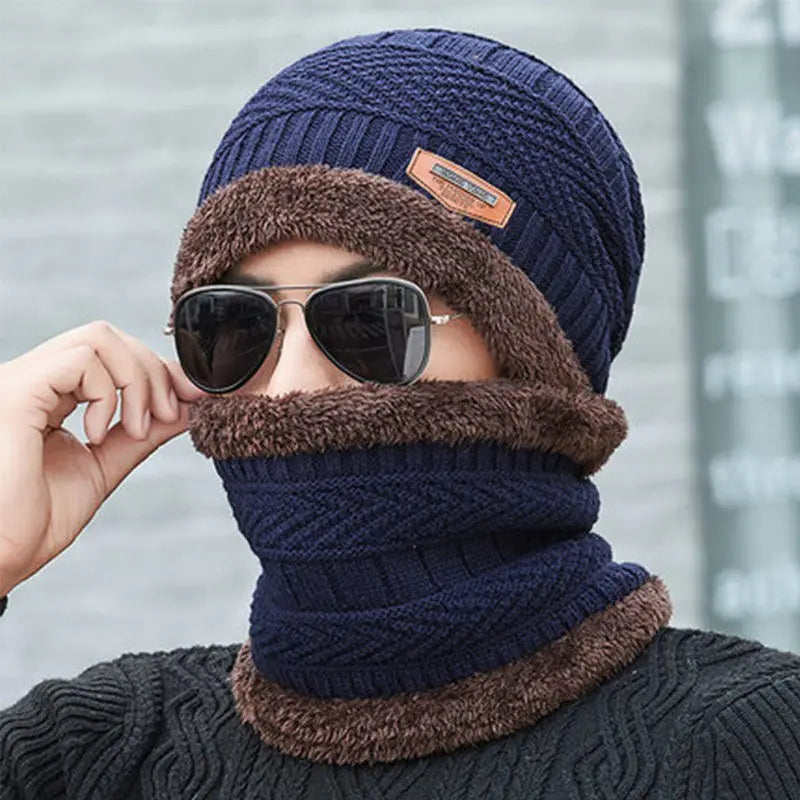 Winter Fleece Scarf Hats Thicken Plush Warm Beanies Wool Knit Caps Men Women Outdoor Cycling Ski Cold Protection Neck Mask Hat Quick Pick Grocers