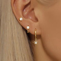 3 Piece Fashion Stainless Steel Round Star Drop Earrings Set for Women 18K Gold Plated Dangle Earring Punk Unisex Rock  Jewelry Econic Blanks
