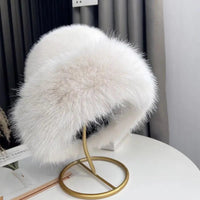 Fluffy Fur Fisherman Hat For Women Winter Plush Ear Protection Cap Windproof Warm Female Panama Caps Solid Fashion Bucket Hat Purest Peak