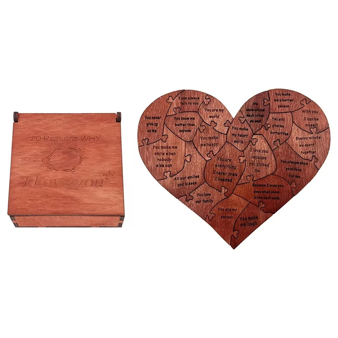 20 Reasons Why I Love You Puzzle Engraved Love Gift Home Decor Sentimental Gifts Personalized Mother's Day Valentine Day Gift Quick Pick Grocers