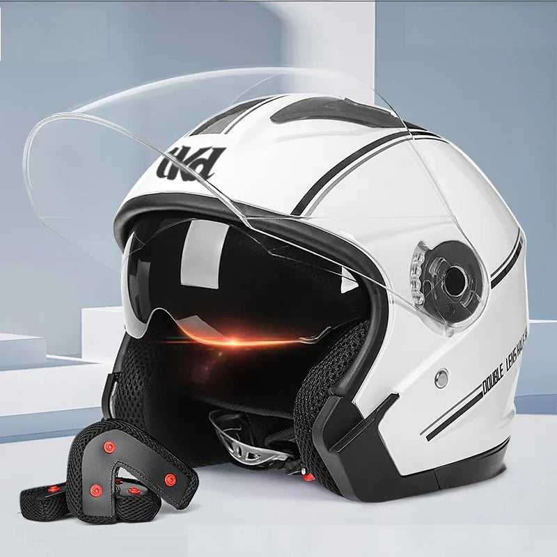 Motorcycle Dual Visor Flip Up Modular Full Face Helmet Anti-fog Street Bike Racing Helmet for Women, Men, 4 Colors