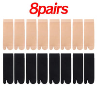 Two Toed Crystal Silk Socks Clear White Black Breathable Cool Stockings Unisex Japanese Men Women Summer Ultra-Thin Tabi Socks Quick Pick Grocers