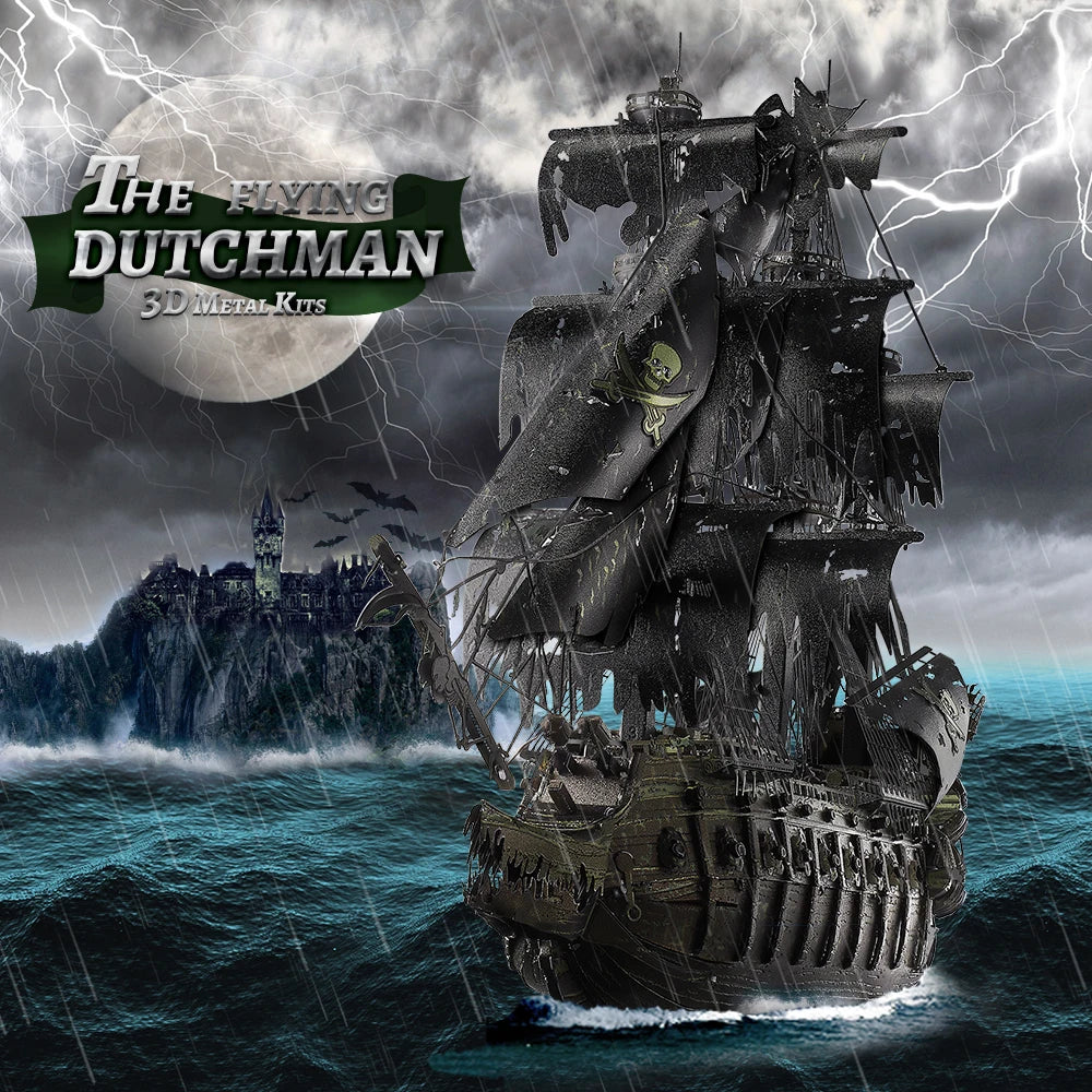 Piececool 3D Metal Puzzle The Flying Dutchman Model Building Blocks Pirate Ship Jigsaw for Teens Brain Teaser DIY Toys Purest Peak