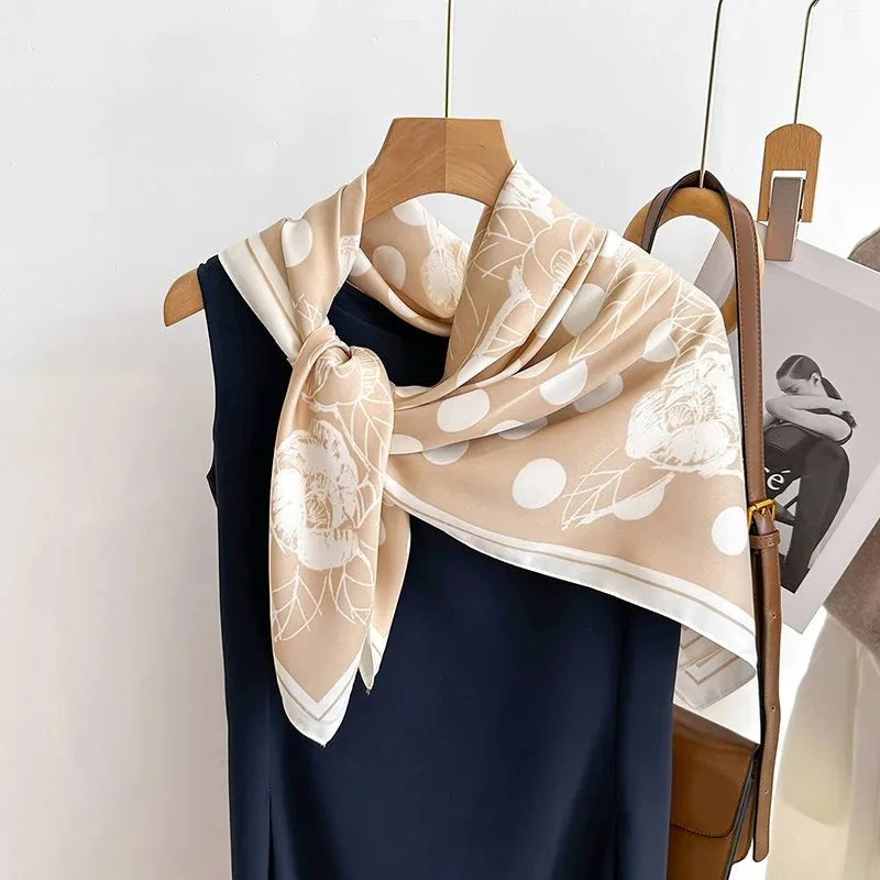 90*90Cm Square Scarf Twill Silk Feeling Women Head Shawls and Wraps Luxury Hair Tree Print Neck Scarves Hijab Bandana Pashmina Econic Blanks