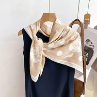 90*90Cm Square Scarf Twill Silk Feeling Women Head Shawls and Wraps Luxury Hair Tree Print Neck Scarves Hijab Bandana Pashmina Econic Blanks
