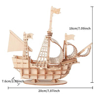1PC 3D Sailboat Wooden Puzzle Assembly Model Puzzle DIY Wooden Crafts 3D Puzzle Gifts Desktop Decoration Quick Pick Grocers