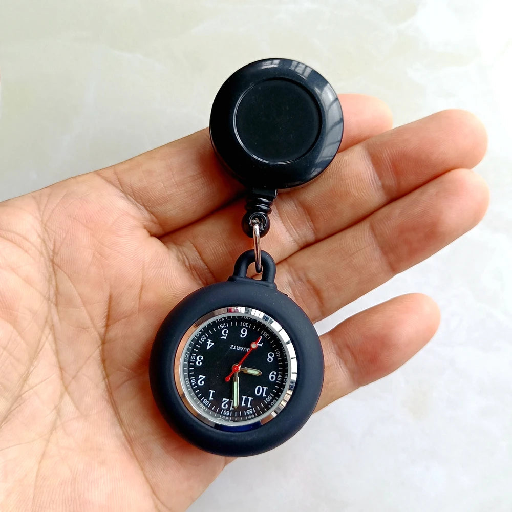 Retractable Blank Simple Nurse Doctor Hospital Pocket Watch Badge Reel Clip Hang Colourful Pendant Dress Watches Clock Quick Pick Grocers