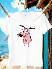 【YJ01421】Cute Shy Puppy Cartoon Print Plus Size Women's T-Shirt Summer Casual Short Sleeve Top Fashionable Versatile Clothing Quick Pick Grocers