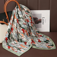 Luxury Print Satin Silk Square Scarf for Women Shawl Hijab Neckerchief Female Hair Ribbon Headband Fashion Wrap Bandana 2023 New Econic Blanks