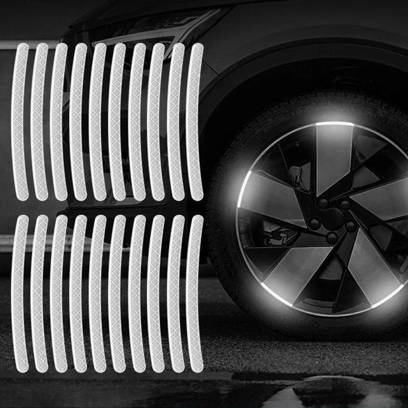 Car Wheel Hub Reflective Stripes Stickers – Night Safety Tire Rim Decals, Waterproof Warning Tape for Vehicle Decoration Econic Blanks