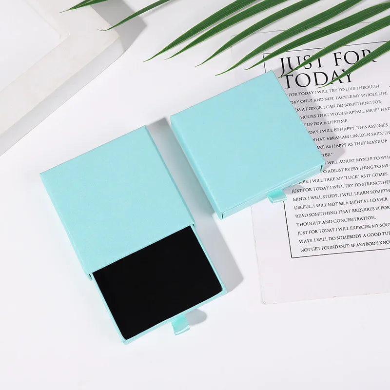 10pcs 8x8x1.7cm Kraft Paper Drawer Travel Jewelry Packaging Box Greeting Card Necklace Bracelet Earrings Gift Organizer Case Box Purest Peak