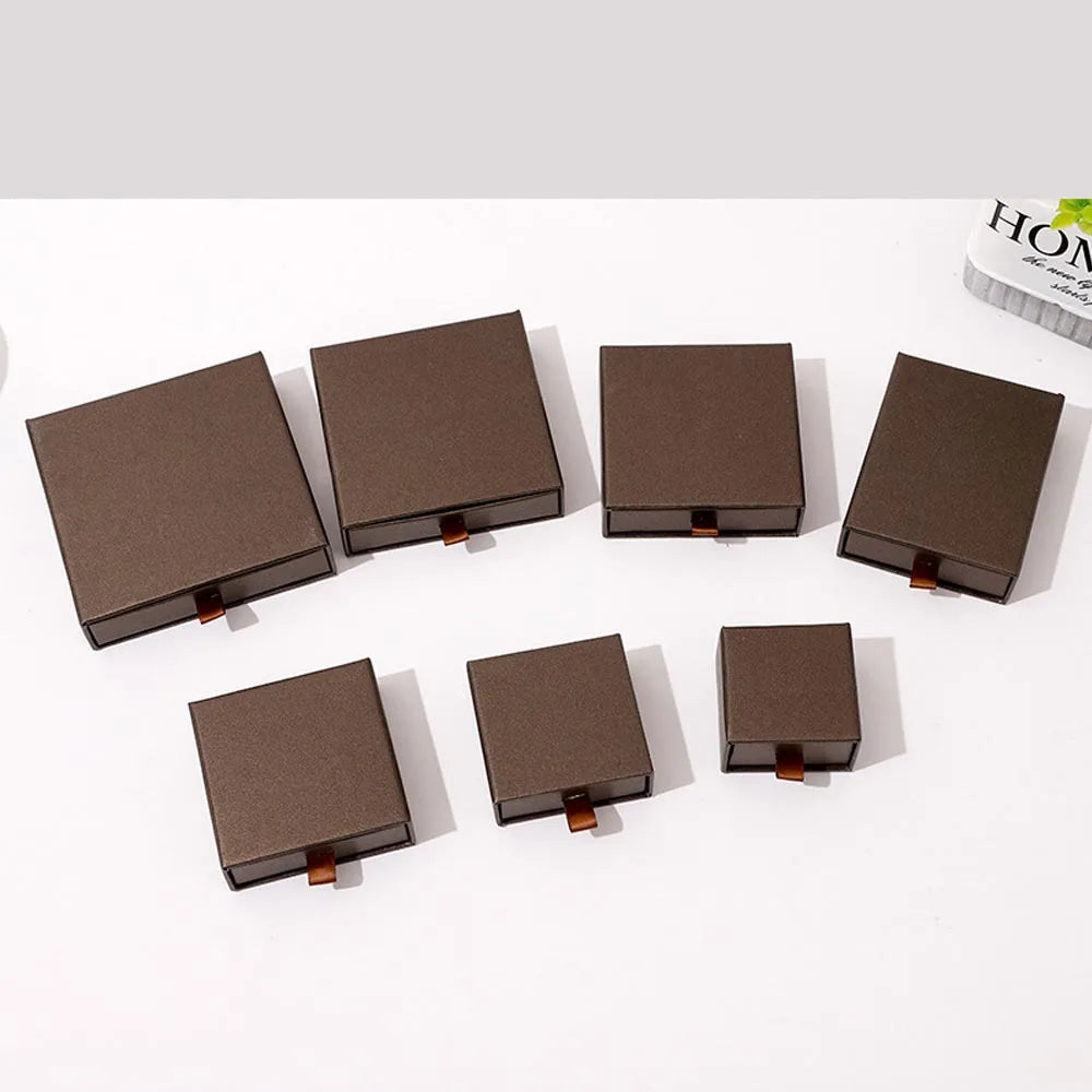 10pcs Paper Jewelry Gift Box For Ring Earrings Pendant Necklace Bracelet Stud Organizer Wedding Favors Jewellery Packaging Sack Purest Peak