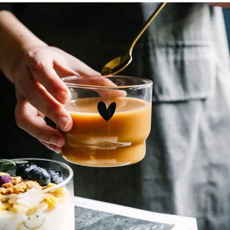 300ml Love/Happy Wall Glass Cup Milk Coffee Heart Cups Heat Resistant Healthy Drink Mug Tea Mugs Transparent Drinkware Mug Quick Pick Grocers