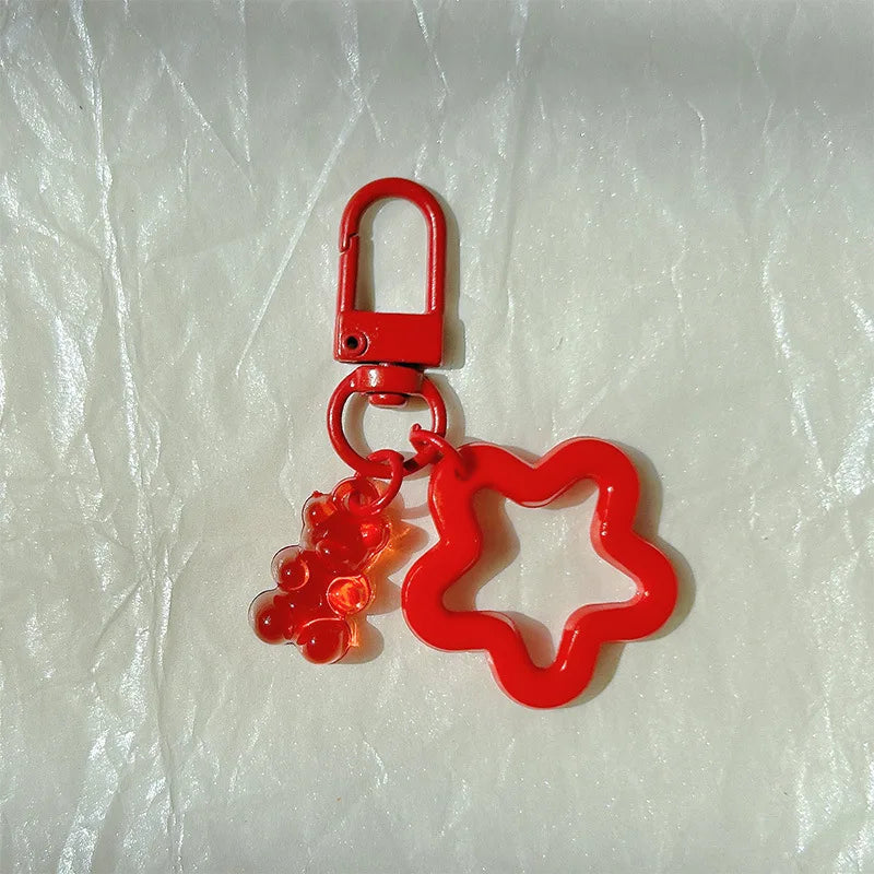 10pcs Metal Keyrings Buckle With Stars Bear Pendant Colored Keychain For Diy Jewelry Making Key Ring Accessories Wholesale Econic Blanks