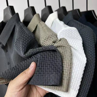 New Men's Business Casual Short Sleeved Bone Flower Solid Color POLO Shirt Fashion Breathable Comfortable Summer Versatile Top Quick Pick Grocers