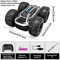 Sinovan Remote Control Car with Lights for Boys 4-7, 2.4GHz Rc Stunt Cars for Kids, 360°Rotating Double Sided RC Car Toys Black Econic Blanks