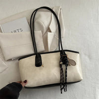 European American Retro Tote Bag, Korean Fashion Shoulder Bags Advanced Simple Handbag New Large Capacity Pendant Versatile Bags Quick Pick Grocers