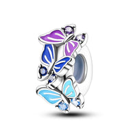 100% 925 Sterling Silver Rainbow Zircon Colorful Butterfly Dragon Shaped Silicone Stopper Charms Beads Fit DIY Bracelets Jewelry Econic Blanks