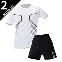 2/4/6 Pcs Plus Size Men's Quick-drying Short-sleeved Shorts Suit Men's Leisure Sports Running Fitness T-shirt Joker Shorts Teen Quick Pick Grocers