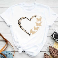 New Fashion Women T-shirt Colorful Butterfly Petal Print Short Sleeve and Round Neck Cute Graphic Tee Shirts Female Tops Clothin Quick Pick Grocers