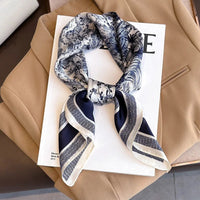 1pcs 70cm Plant-printed Scarf Women Simulated Silk Elegant and Versatile Headwear Bag Clothing and Accessories Square Scarf Quick Pick Grocers