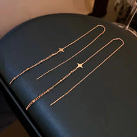 Simple Geometric Square Drop Earring For Women Korean Fashion Gold-color Line Long Tassel Dangle Earrings Party Jewelry Gift Econic Blanks