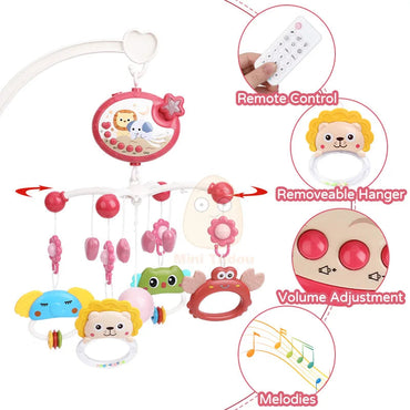 Baby Crib Mobile Rattle Toy For 0-12 Months Infant  Rotating Musical Projector Night Light Bed Bell Educational For Newborn Gift Purest Peak