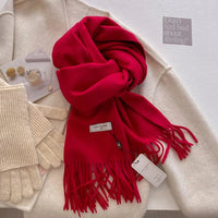 Luxury Winter Wool Scarf Women Cashmere Warm Pashmina Brand Foulard Female Shawls Wraps Thick Soft Bufanda Scarves Stole 2024 Quick Pick Grocers