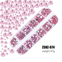 2400pcs+ Shiny Clear Crystal Gems Nail Rhinestones 1.5-4mm Mixed Round Glass Stone Flatback Nail Charms 12grids Nail Diamond DIY Econic Blanks