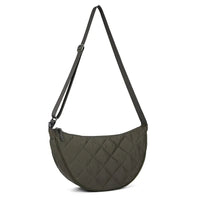 Waist Half Moon Belt Bag Solid Color Crossbody Bag Large Capacity Shoulder Bags Portable Nylon Plaid Travel Bags for Commuting Quick Pick Grocers