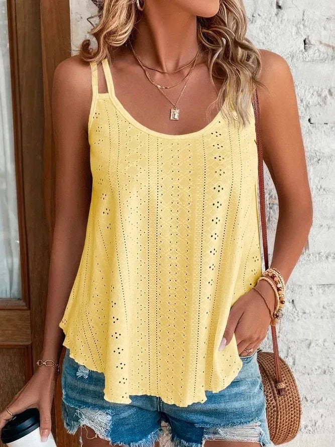 Large Big 5xl Women Leisure Simple Boho Camis Tops Women's Hollow Out Top Pullovers New Summer Casual Beach Shirts Clothing Quick Pick Grocers