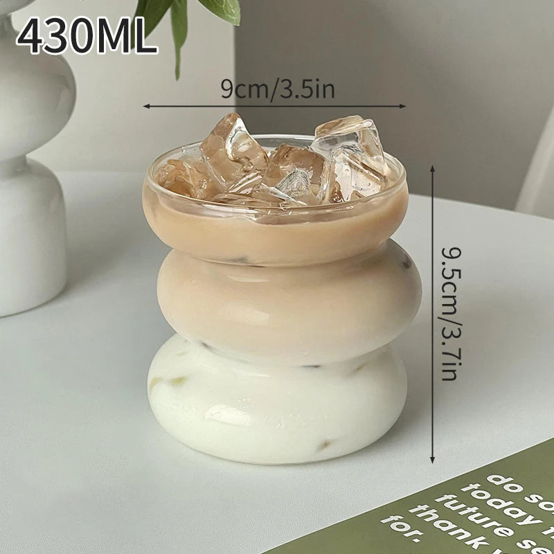 Transparant Drinking Glass Cup Creative Wave Shape Iced Coffee Tumbler Cup Juice Milk Tea Mug Drinkware Water Glasses Ripple Mug Quick Pick Grocers
