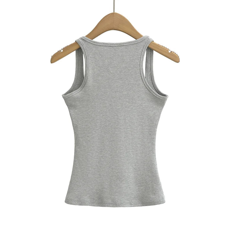 Women's Sculpted Square Neck Tank Top Summer Slim Fit Workout Athletic Crop Tops for Women Quick Pick Grocers