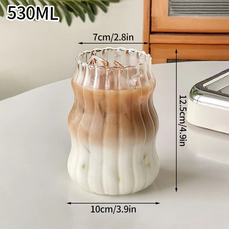 Glasses Cup Transparent Water Bottle Tumbler Whiskey Glass Drinkware Coffee Milk Juice Mug Cup Kitchen Accessory Stripe Cups 텀블러 Quick Pick Grocers