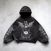 American Y2K New Fashion Trend Fleece Padded Zipper Hoodie Women Street Hip Hop Joker Loose Sweatshirt Couple Casual Punk Hoodie Econic Blanks