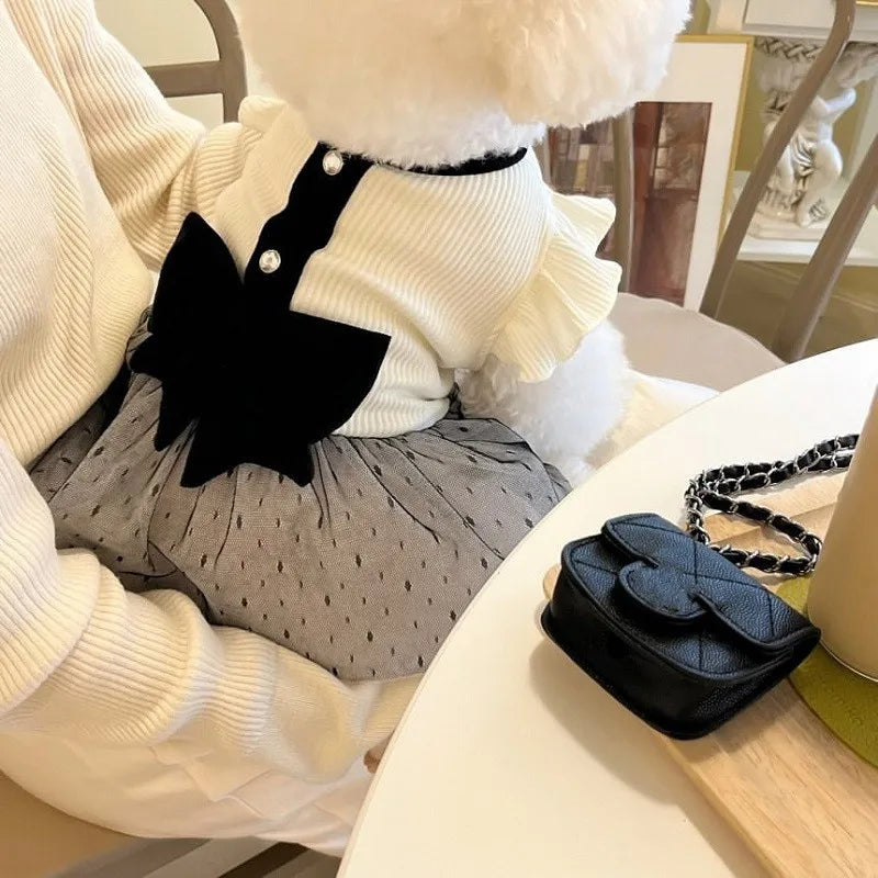 Luxury Dog Dress for Small Dogs Summer Puppy Clothes Bow Lace Dog Skirt Black White Dog T Shirt Girls Dog Costume Chihuahua Vest Quick Pick Grocers