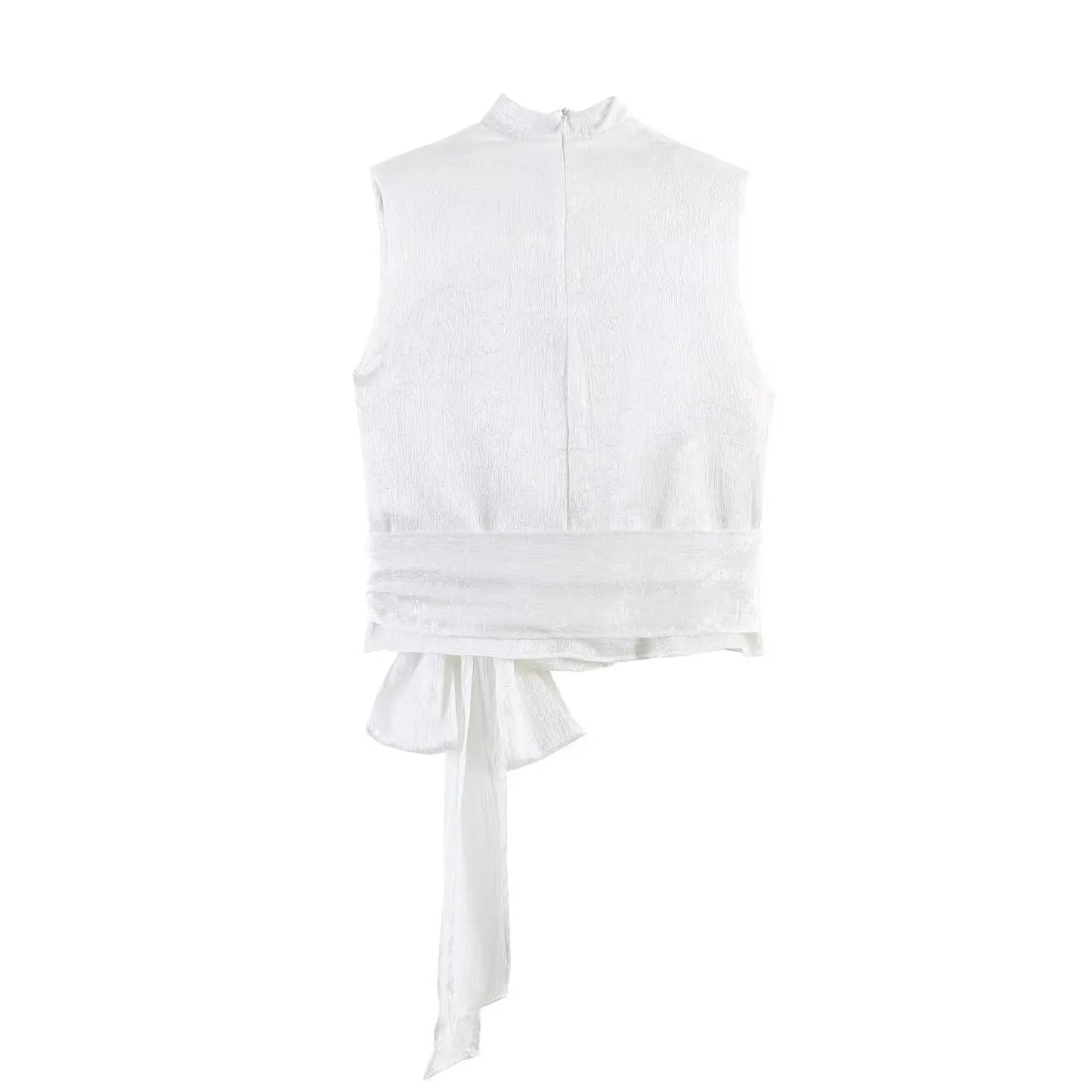 Women's Top 2026 Spring New Style Orange Sleeveless Satin Texture Long Ribbon Top Elegant and Stylish Unique Fashion Focus Quick Pick Grocers