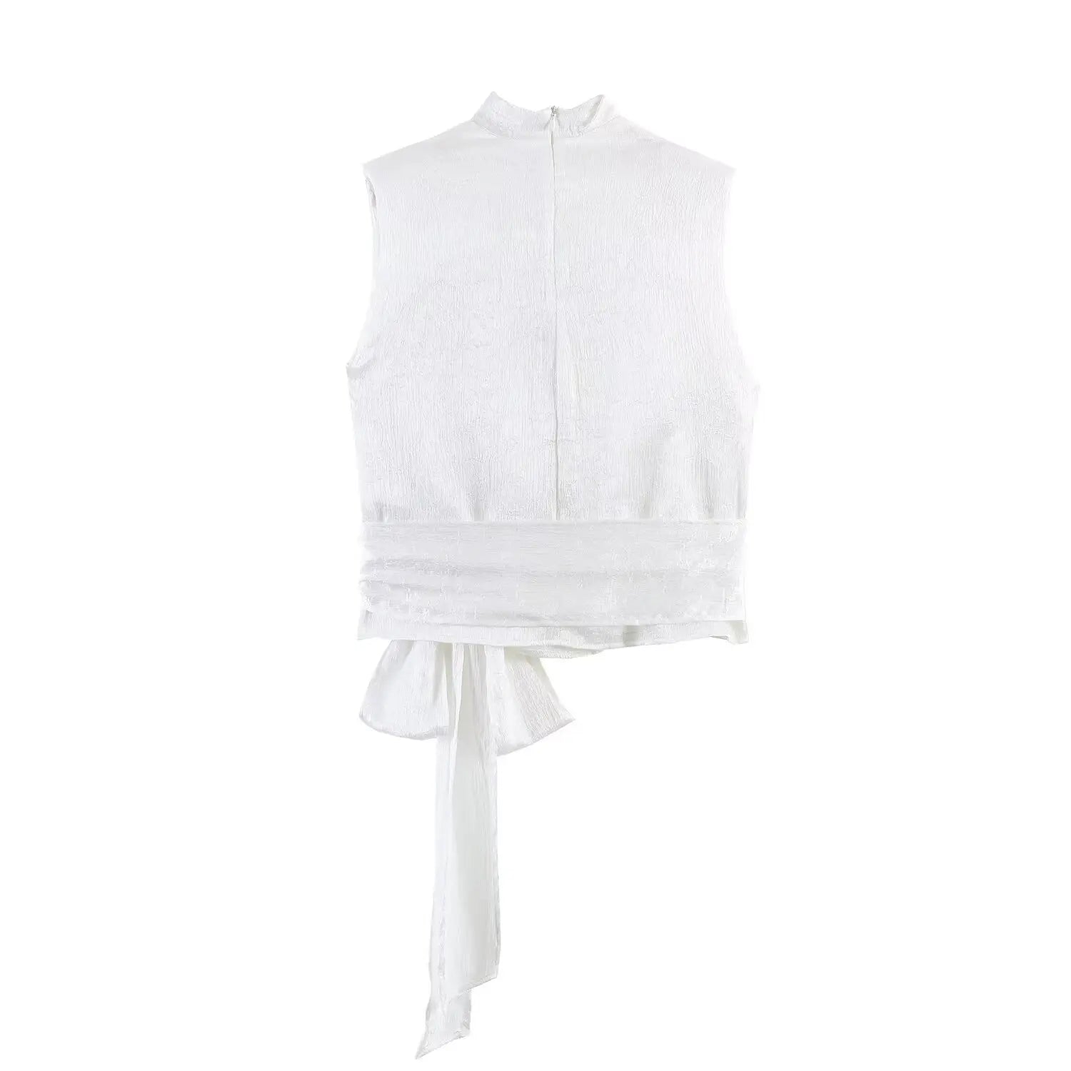 Women's Top 2026 Spring New Style Orange Sleeveless Satin Texture Long Ribbon Top Elegant and Stylish Unique Fashion Focus Quick Pick Grocers