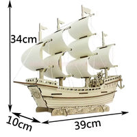 1PC 3D Sailboat Wooden Puzzle Assembly Model Puzzle DIY Wooden Crafts 3D Puzzle Gifts Desktop Decoration Quick Pick Grocers
