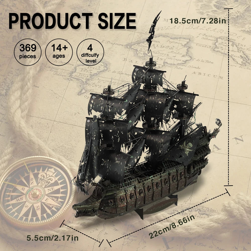 Piececool 3D Metal Puzzle The Flying Dutchman Model Building Blocks Pirate Ship Jigsaw for Teens Brain Teaser DIY Toys Purest Peak