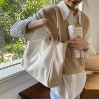 Portable Texture Tote Bag for Women, Shoulder Underarm Bag, Commuting Bag, Large Capacity, Niche Design, Autumn Winter Handbags Quick Pick Grocers