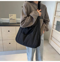 Trendy Women's Soft Cloth Shoulder Bag Solid Color Student 2026 Spring Y2k Casual Style Big Handbags Crossbody Bags for Women Quick Pick Grocers