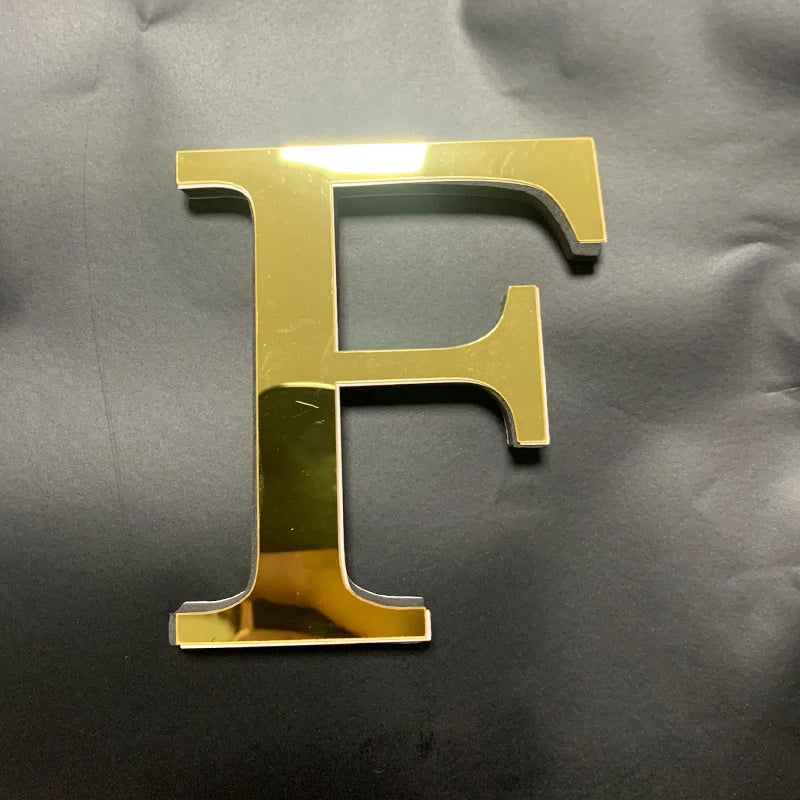 Gold English Letters Mirror 3D Wall Sticker Home Decoration Festival Party Wedding Decor Acrylic Mural Peel & Stick Wallpaper Quick Pick Grocers