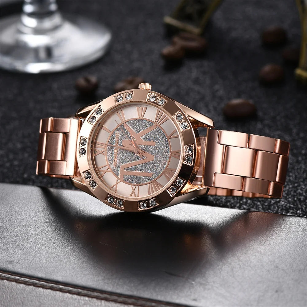 Luxury Women's Watch Fashion 2025 Diamonds TVK Quartz Watch Business Stainless Steel Gold Ladies Clock Gift Wristwatch Quick Pick Grocers