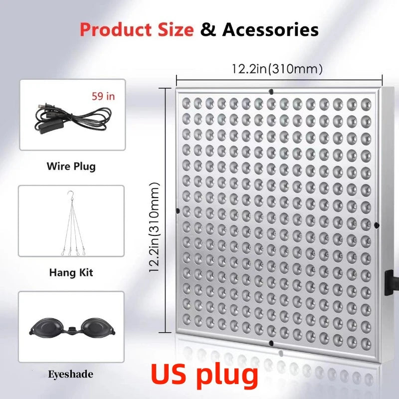LED Red Light Therapy Panel Lamp for Facial Anti Aging Skin Care Beauty 225 LED Light Body Pain Relief Physical Therapy Tools Quick Pick Grocers