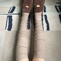Fashion Pure Cotton Knee-high Socks Solid Color Keep Warm Long Tight Socks Boot Socks Fall Winter Quick Pick Grocers
