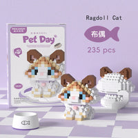 18 Styles Little Dog Cat Cute Pet Small Building Block Model Series Ornaments Children's Toys Miniature Bricks Quick Pick Grocers