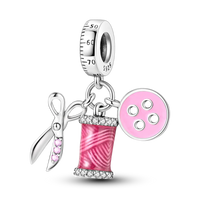 2025 Hot Sale Charms Bead 925 Sterling Silver Pink Butterfly Luminous Firefly Dangle Fit Bangle Bracelet Necklace DIY Jewelry Econic Blanks