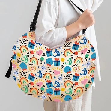 1pc Foldable Shopping Bag Eco-friendly Waterproof Portable Storage Bag Large Capacity Handbag Oversized Storage Bag For Travel Quick Pick Grocers